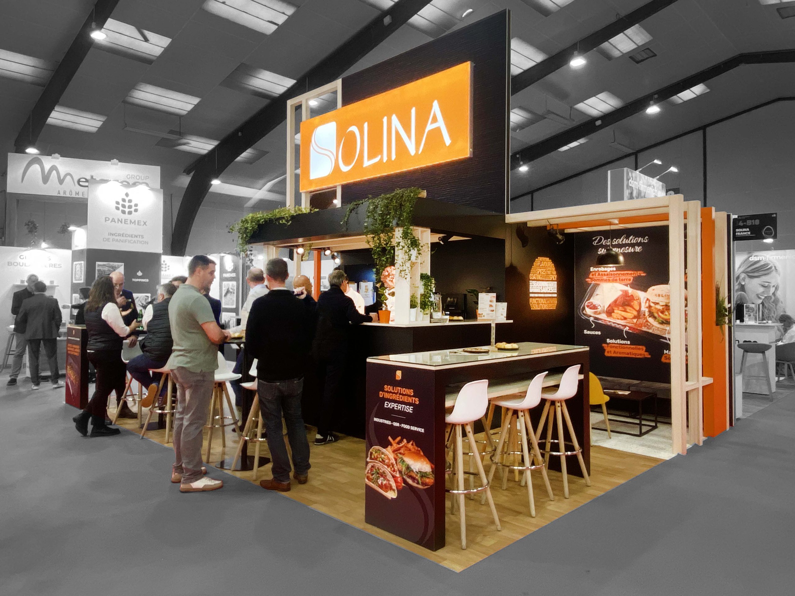 stand sur mesure solina sur le cfia 2026 à rennes parc des expo. fabrication standiste audace. pour actualités cfia 2027