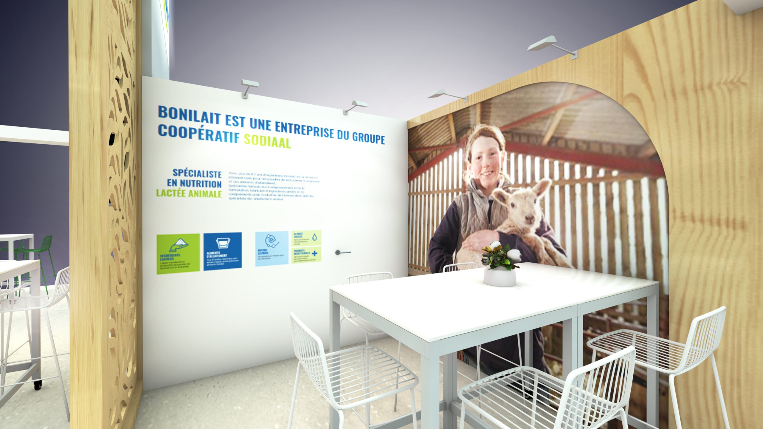 vue 3D espace réunion stand bonilait - space - rennes - réalisation audace standiste à nantes et rennes