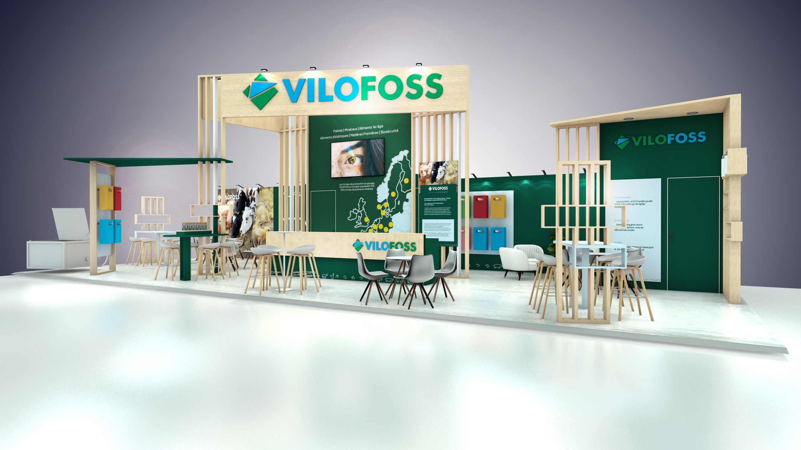 vue 3D stand vilofoss - space - rennes - réalisation audace standiste à nantes et rennes