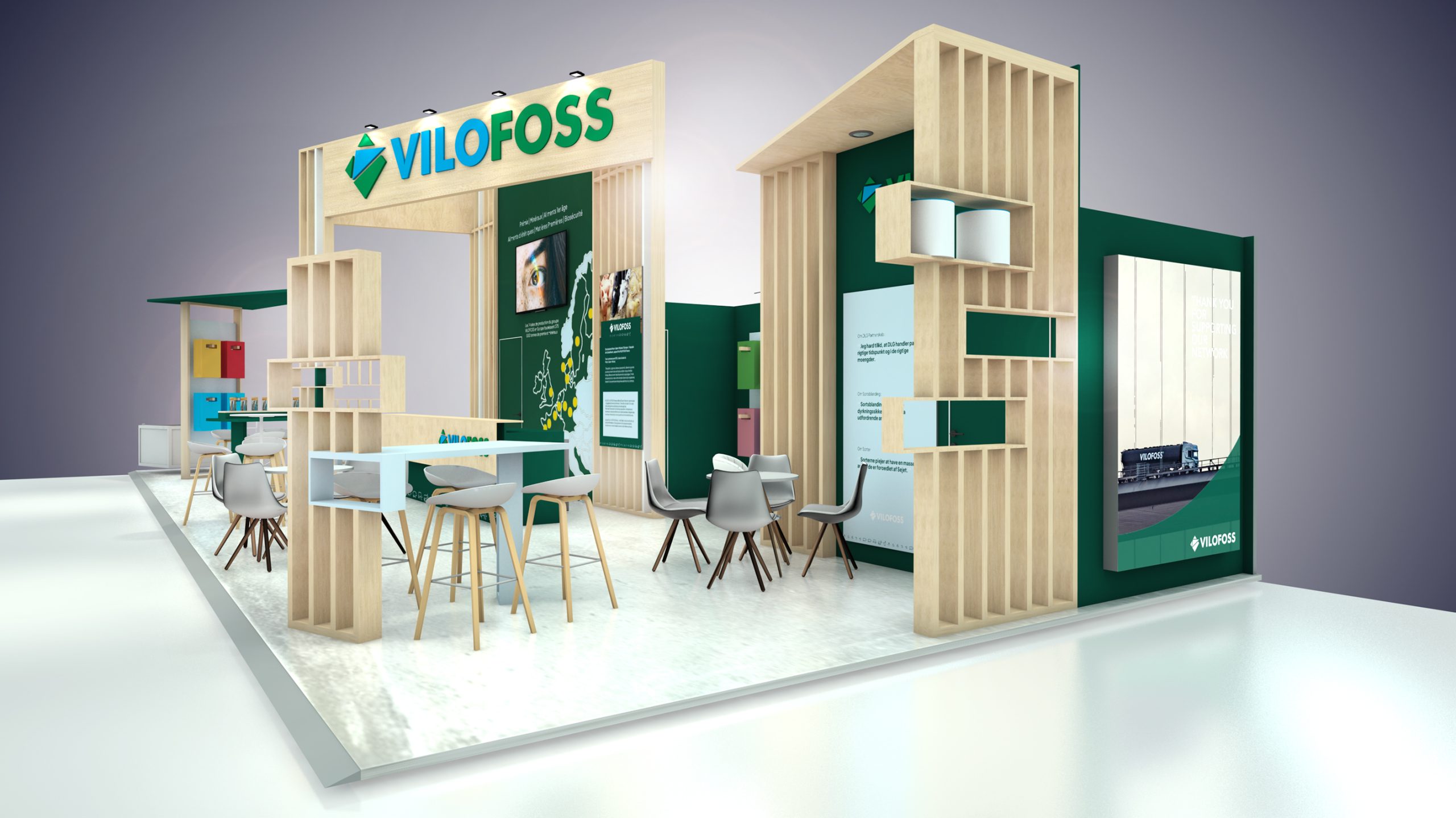 vue 3D stand vilofoss - space - rennes - réalisation audace standiste à nantes et rennes